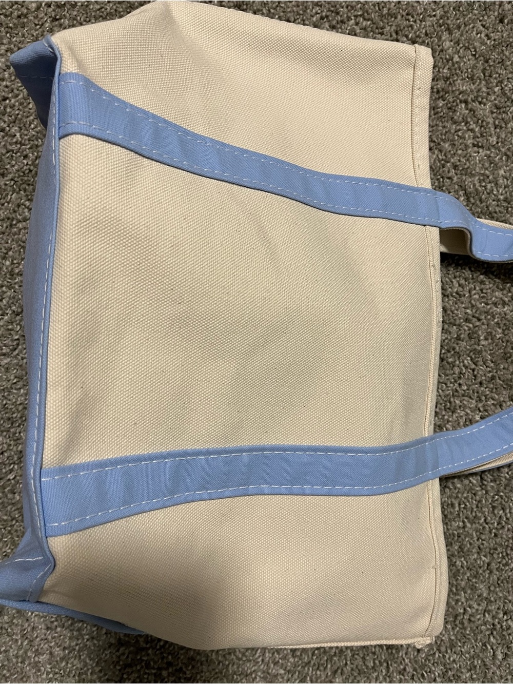 L L Bean Boat and Tote Canvas Tote with Light Blue Handles - Picture 12 of 13